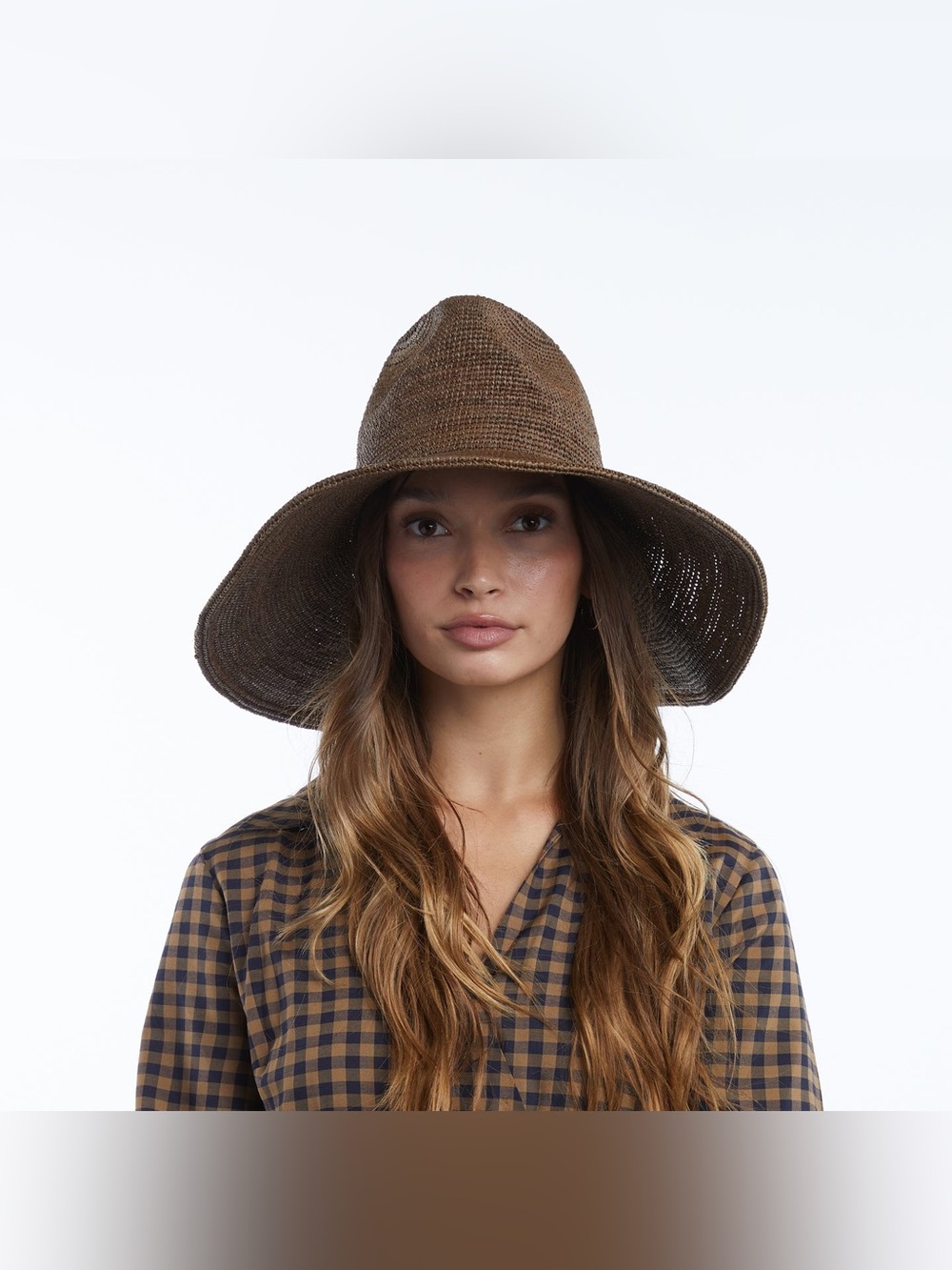 NWT Wyeth Packable Lina Waverly Wide Brim Raffia Sun Hat in Chocolate - Picture 4 of 12
